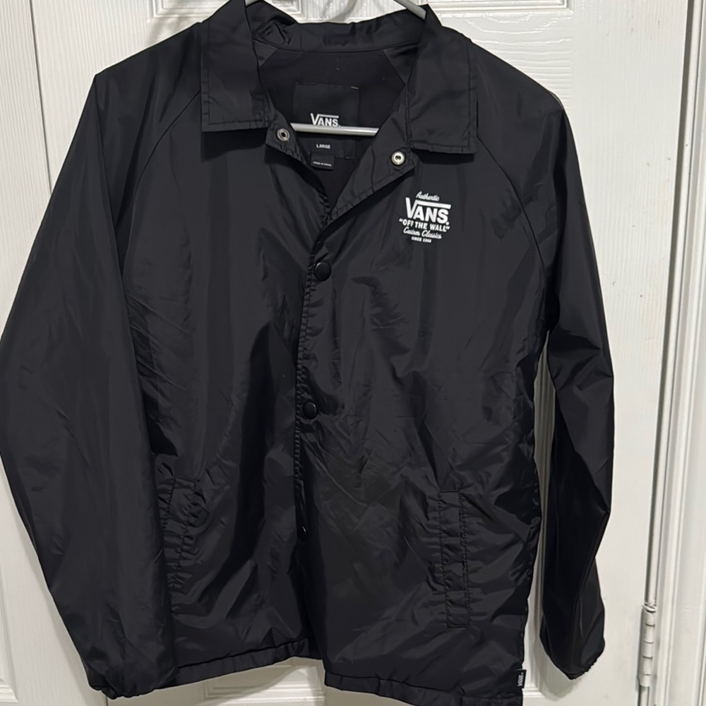 Vans Black Windbreaker Jacket Lightweight Athletic Design